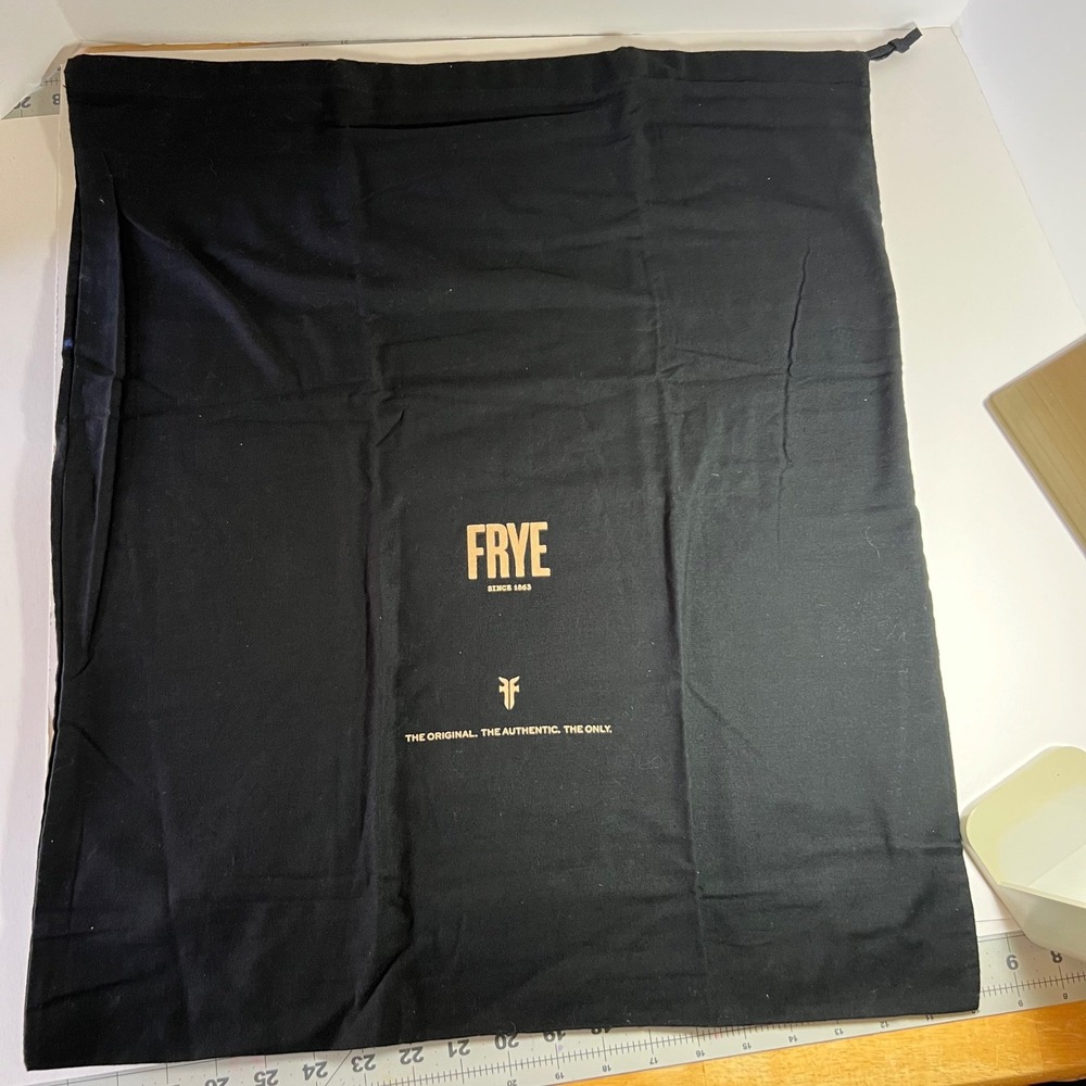 Frye Black Cotton Drawstring Dust Bag Gold Logo‎ Large 20x23 Replacement Storage